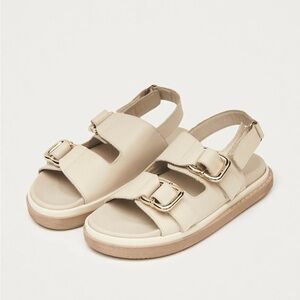 Alohas Harper Leather Sandals in Cream Size 37